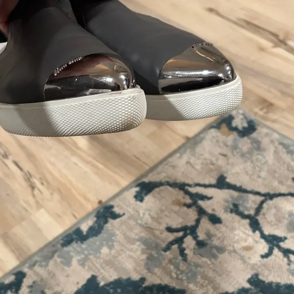 Miu Miu Gray and Silver Slip-On Sneakers - Picture 5 of 10